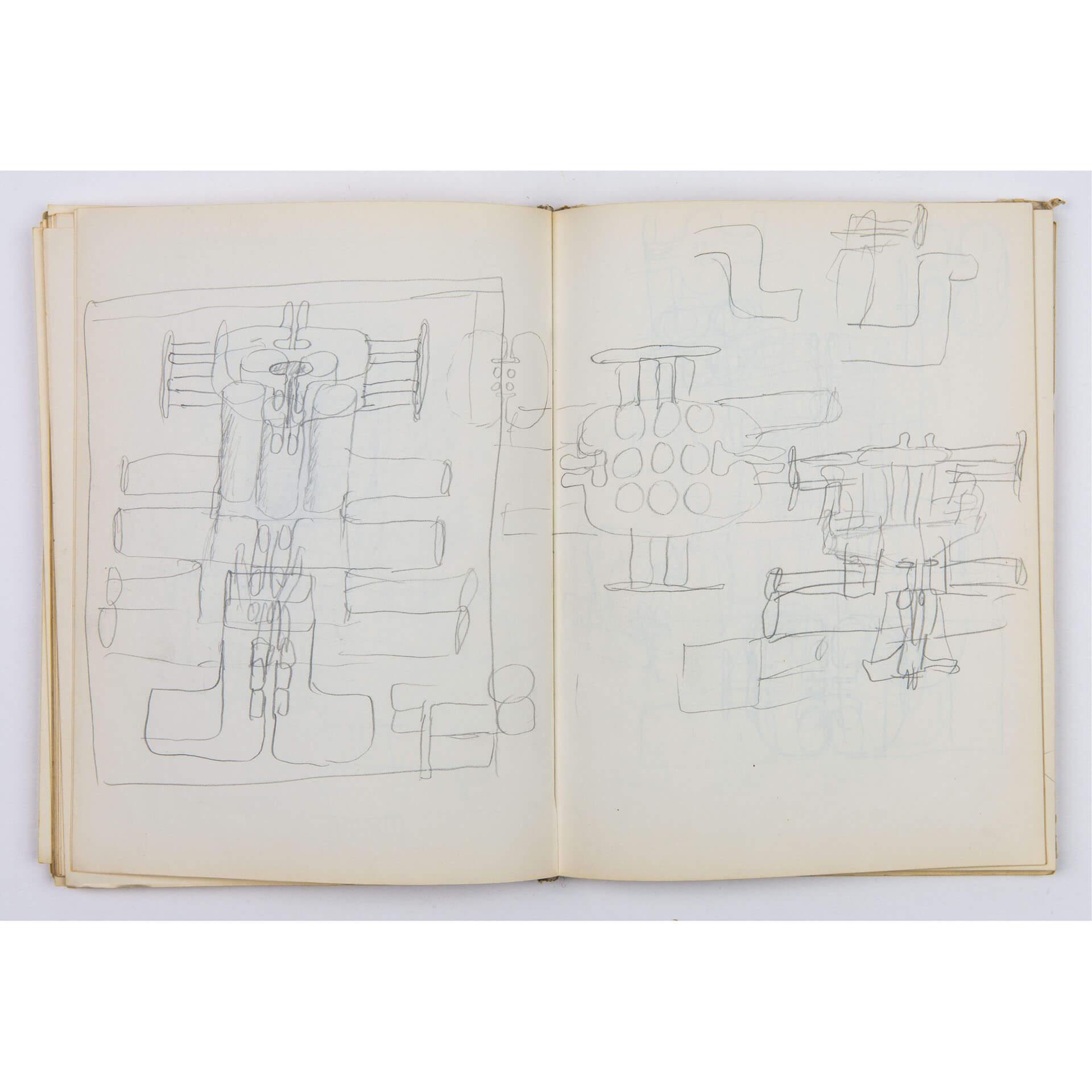 Steve Larkin Architects - Alternative Histories 00 Walter Pichler, Hardback Sketchbook, p 104-105, 230 x 170 