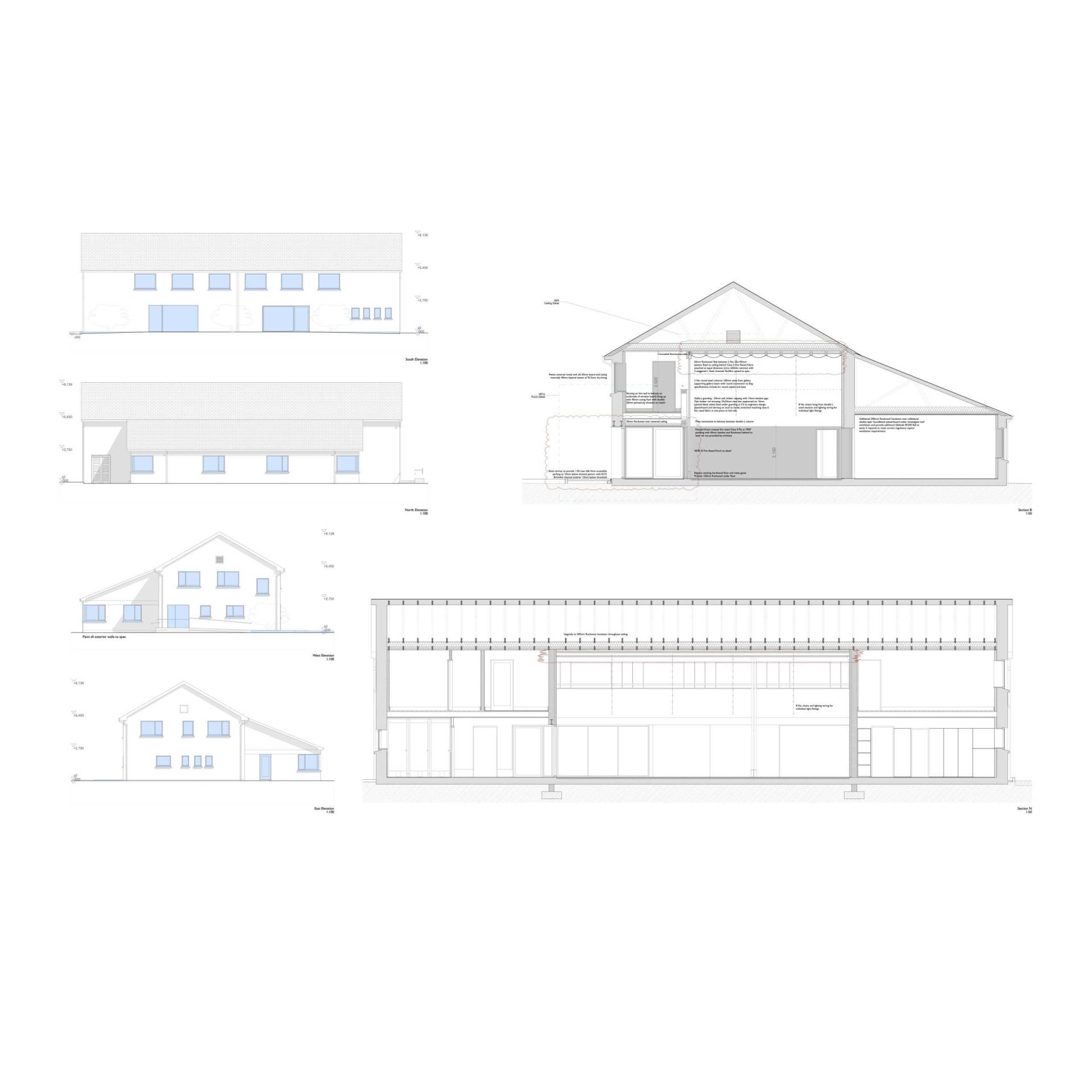 Steve Larkin Architects - Cahir 03 1411 es02 HALL ELEVATIONS & SECTIONS